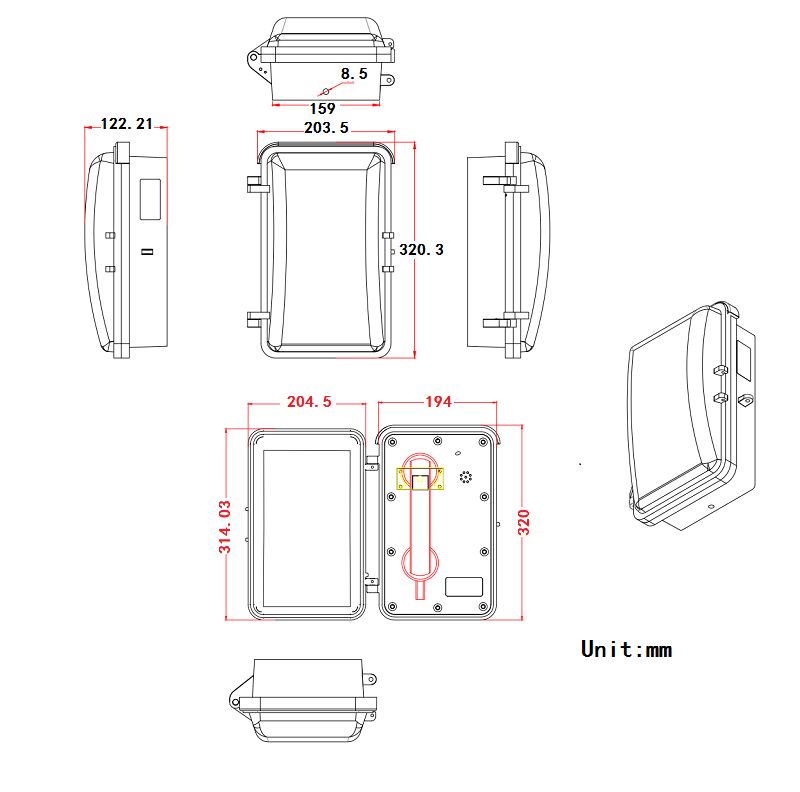 the size about waterproof telephone